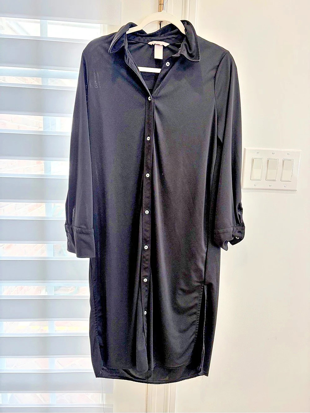 H&M Black Button Front Midi Dress